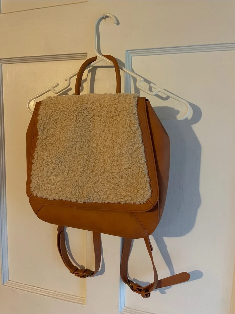 Universal Thread Tan Shearling-Trim Backpack Tote - Women